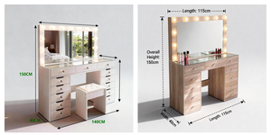 Coiffeuse de chambre moderne et élégante de style américain <span class=keywords><strong>avec</strong></span> miroir éclairé et tiroirs de rangement intégrés, écoresponsable - Product Image 2