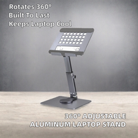Support de tablette PC réglable en alliage d'aluminium IKATAK, pliable à 360°, portable, avec fonction de levage et de refroidissement
