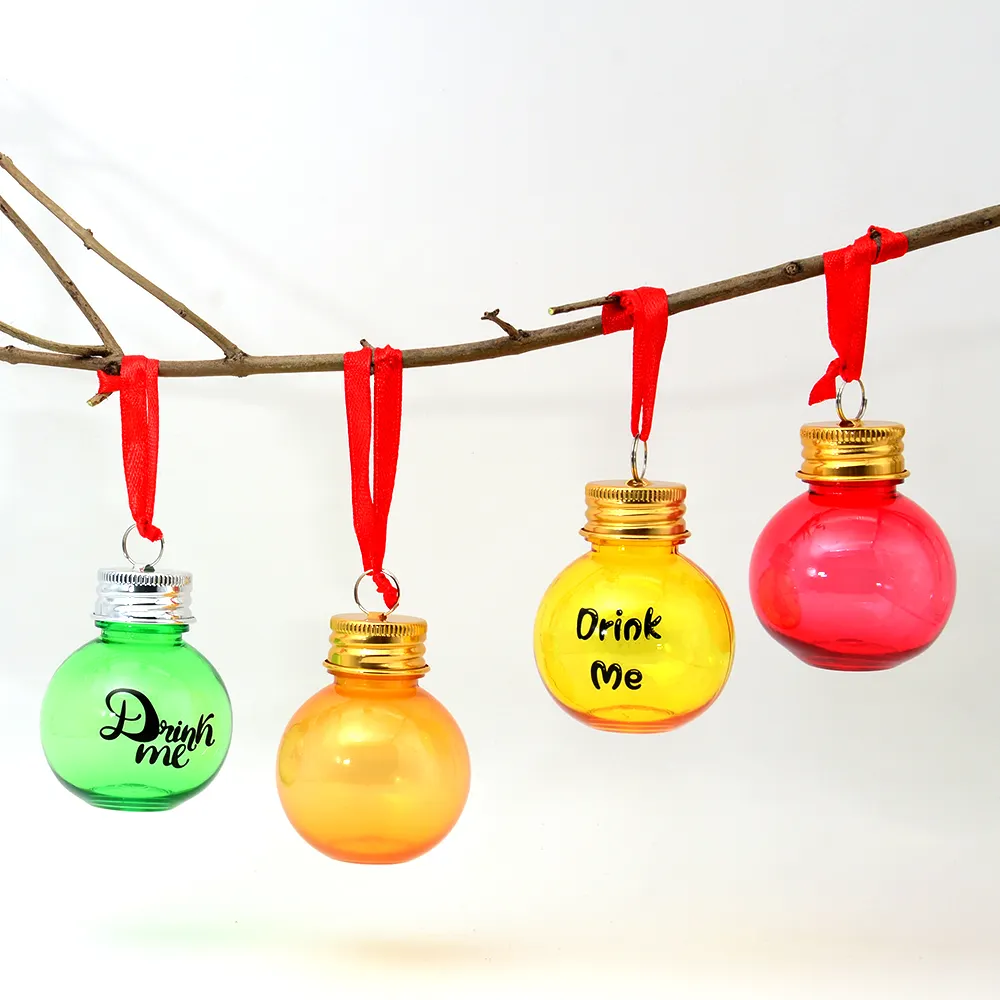 फांसी Booze गेंदों क्रिसमस भरा वृक्ष के गहने भावना शॉट शराब कांच प्लास्टिक पेय booze बोतल छोटी बात boozeball