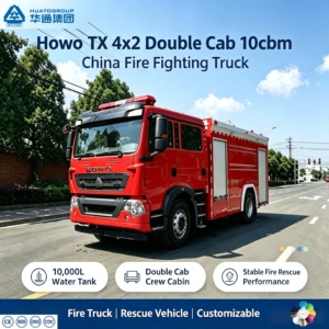 Nouveau <span class=keywords><strong>camion</strong></span> <span class=keywords><strong>de</strong></span> lutte contre les incendies et <span class=keywords><strong>de</strong></span> sauvetage SINOTRUK Howo TX 4x2 double cabine 10cbm 10000L Euro3 Chine - Product Image 1