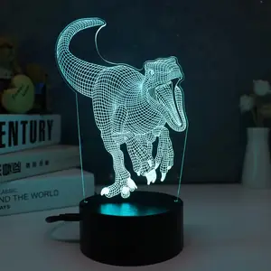 Howlighting Lampu Anime Kustom Lampu Malam Seri Dinosaurus 3D LED USB Meja Akrilik Remote Control Kreatif Hadiah Natal Lampu Malam