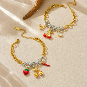 Fashion Charm Bracelets Zinc Alloy Gold Silver Chain Conch Starfish Crab Cherry Pendant Unisex Jewelry Accessory - Product Image 2