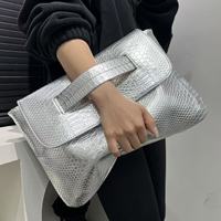 Bolso de Mano de Moda para Mujer con Patrón de Serpiente Grueso, Gran Capacidad, Estilo Retro, Nuevo, para Guardar Documentos