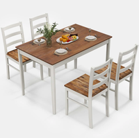 Ensemble de mobilier de bar très demandé : table et chaises en fer avec plateau en bois, chaises de restaurant en bois PU pour bistro et restauration rapide