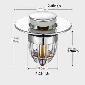 Universal Rebound Drain Plug Filter Basin <b>Pop</b>-up Chrome Sink Filter with Hair Catcher Bathroom Sink Drain Stopper Easy <b>Push</b> Type - Product Image 4