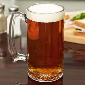 ספלי בירה מזכוכית רייני וספלי בירה מזכוכית פאב דאון טאון עם סט ידיות