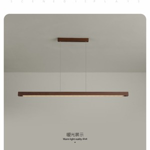 Walnut Wood Long Strip Pendant Light Led Modern Minimalist <b>Style</b> For Living Room And Dining Room - Product Image 3