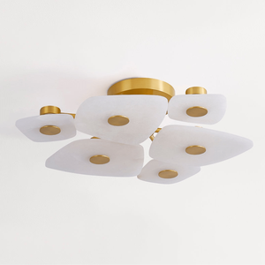 Luxury Nordic Style Brass Alabaster Stone <b>Ceiling</b> Lamp Minimalist Geometric <b>LED</b> <b>Lighting</b> for High-end Interior Decor - Product Image 3