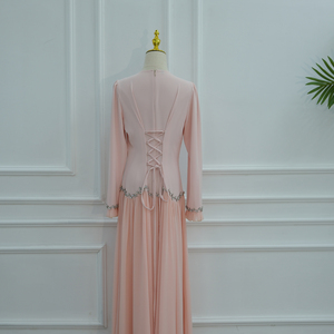 Nouvelle Robe Modeste 2026 avec Grand Volant à Volants, Chaîne de Taille en Cristal, Robe de Soirée É<span class=keywords><strong>l</strong></span>égante, Abaya à Nouer au Dos pour Femme Musulmane - Product Image 5