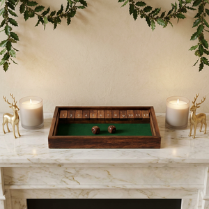 Plateau de jeu en bois écologique avec blocs numérotés, surface en feutre vert, bois peint imitation antique, décoration de Noël - Product Image 1