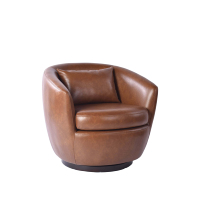 Fauteuil pivotant contemporain en tissu gris avec dossier haut et coussin pour salon, coin lecture