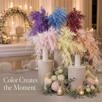 Bouquet de fleurs artificielles en PU, type gazon de brouillard et pteris, pour mariage, technique de simulation décorative, vente en gros Chine