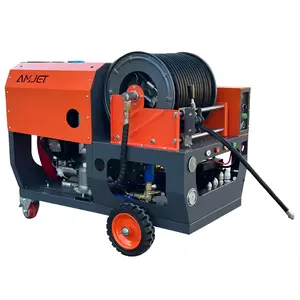 İtalyan AR pump37HP-70lpm benzinli yüksek basınçlı kanalizasyon temizleme makinesi, yüksek basınçlı boru hattı tarama temizleme makinesi