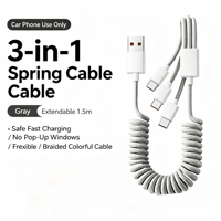 Câble de charge pour voiture 100W, cordon de charge rapide rétractable 3 en 1, câble de charge multi-prise tressé en nylon