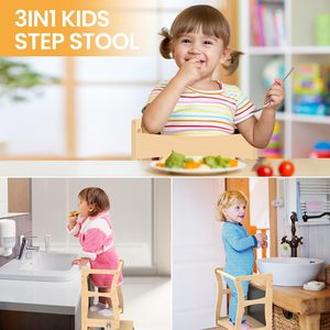 Toddler <b>Tower</b>, Kitchen Stool for Toddlers, <b>Learning</b> Wooden <b>Tower</b> with Chalkboard and Backrest,Kitchen Standing - Product Image 3