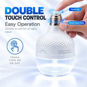 Bombilla LED de Emergencia Recargable de 30W E27 con Batería de Litio Dual Integrada, Control Táctil, Luz de Respaldo IP54 6500K Blanco Frío para el Hogar - Product Image 2