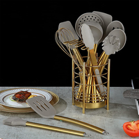 Ensembles de batterie de cuisine 2023 nouveau Style outils de cuisine formels complets ustensiles en Silicone ensembles d'outils de cuisson en acier inoxydable