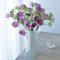 Vase cylindrique en verre soufflé à la main bleu pour fleurs fraîches, vase floral décoratif moderne pour la décoration de table à la maison