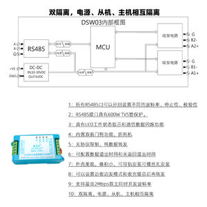 Hub RS485 Aislado de Doble Puerto DSW03 - Conmutador Multi-Esclavo de Dos Maestros D792 - Product Image 4