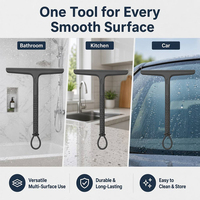 Grattoir de fenêtre tout-en-un en silicone pur noir mat de qualité professionnelle pour le nettoyage des surfaces vitrées, des cloisons et des carrelages, raclette de sol