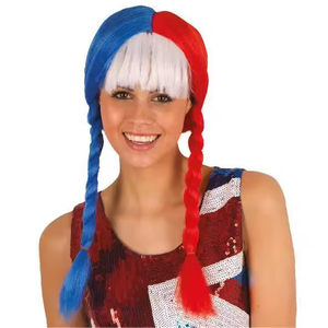 Commande HLC personnalisé Football Rugby <span class=keywords><strong>France</strong></span> Football bandeau Fans perruques Disco déguisement Costume fête perruque décoration accessoire - Product Image 3
