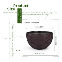 Pot de fleurs auto-arrosant de luxe traditionnel en PP avec trous de drainage, capacité de 4,74 L, design panier suspendu durable, non revêtu