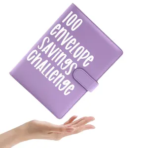 Provide Samples Customized Purple Fake Leather A5 Money Savings Book 100 Day Envelope Challenge Kit