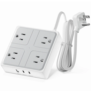 6FT siêu mỏng cắm phẳng 7 1 Power Strip 4X AC + USB A + 2X Loại C WT-2301-PL USA ổ cắm đa chức năng bộ sạc - Product Image 1