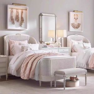 <span class=keywords><strong>Letto</strong></span> Matrimoniale XL in Legno di Quercia Massello Stile Francese con Testiera in Rattan, Arredamento Durevole, Produttore Personalizzato - Product Image 6