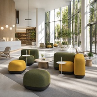 Canapé de réception coloré en tissu pour bureau, mobilier commercial, ottoman collaboratif, assise décontractée pour école et bibliothèque