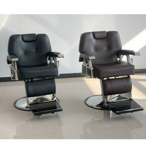 Silla de Barbero HZ8706 Negra y Marrón, Hidráulica, Altura Ajustable, Uso Comercial - Product Image 2