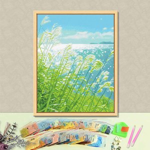 Décoration murale écologique pour la maison, peinture diamant, scène de paysage, kit DIY avec cadre, forme rectangulaire, perles rondes - Product Image 1