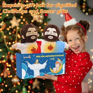 Peluche Jésus respirante avec lumières et chansons, poupée en peluche Cœur de Jésus, cadeau religieux pour enfants pour l'école <span class=keywords><strong>du</strong></span> dimanche et Thanksgiving - Product Image 4