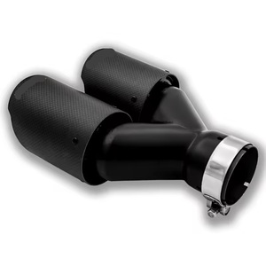 Silenziatore universale per auto in fibra di carbonio tubo di scarico a doppia uscita terminale di scarico nero per audi bmw <span class=keywords><strong>Wv</strong></span> Honda Mercedes Benz - Product Image 6