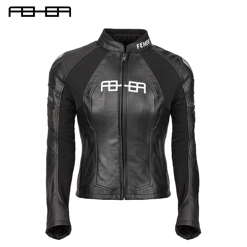 Motorcycle Female Women Leather Riding Jacket Girl's Protective Racing Leather Jacket