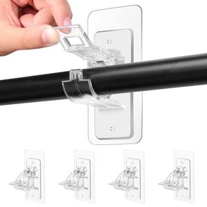Antimbee - Juego de 4 Soportes y Abrazaderas Autoadhesivas para Cortinas de Policarbonato, Sin Necesidad de Taladrar, para Dormitorio, Cocina, Hogar y Baño - Product Image 1