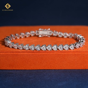 สร้อยข้อมือเทนนิสทรงหัวใจประดับเพชรโมอิสซาไนต์แบบคลาสสิก เงินแท้ S925 ประกายระยิบระยับ รูปหัวใจ ดีไซน์หรูหรา สำหรับผู้หญิง เหมาะเป็นของขวัญ - Product Image 1