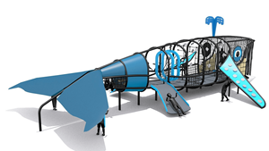 Équipement de terrain de jeux extérieur sur le thème des baleines, structure de jeu multi-activités en forme d'animaux marins <span class=keywords><strong>avec</strong></span> toboggan et structure d'escalade pour les parcs de villégiature - Product Image 3
