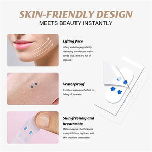 40 adet kaldırma yüz çıkartmalar görünmez şeffaf ince yüz yama kaldırma araçları v-şekli yüz kırışıklık sarkma cilt yapışkan bant - Product Image 6