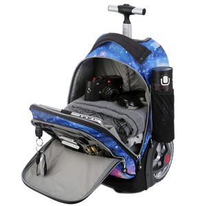 Mochila Escolar Personalizada OEM <span class=keywords><strong>de</strong></span> 18 Pulgadas <span class=keywords><strong>con</strong></span> <span class=keywords><strong>Ruedas</strong></span> <span class=keywords><strong>Grandes</strong></span> <span class=keywords><strong>de</strong></span> Nailon Impermeable, Tipo Carrito <span class=keywords><strong>de</strong></span> <span class=keywords><strong>Viaje</strong></span> para Niños y Niñas - Product Image 4