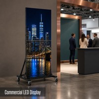 Écran d'affichage numérique portable pliable P2.5 4K HDR10 LED double face avec support et 4 roues pour événements