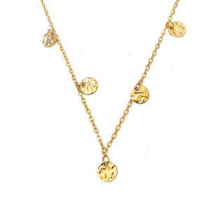 G4063 venta al por mayor de acero inoxidable chapado en oro moneda colgante collar estilo francés joyería clavícula cadena moneda collar - Product Image 5