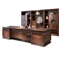 LBZ-304X Nouveau bureau de direction en bois massif de style chinois, bureau de PDG en bois d'ébène, bureau haut de gamme en noyer noir, sur mesure, commercial