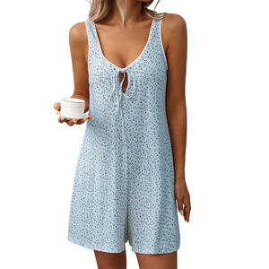 <span class=keywords><strong>Mujer</strong></span> 2025 verano transfronterizo nuevo para <span class=keywords><strong>Amazon</strong></span> fresco pequeño Floral sin mangas Siaman <span class=keywords><strong>pijamas</strong></span> Casual cintura elástica tela <span class=keywords><strong>de</strong></span> punto - Product Image 4