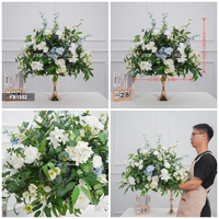Décoration de mariage, centre de table en fleurs artificielles roses et blanches, rose artificielle, fleur de gypsophile, boule de fleurs colorée de luxe blanche