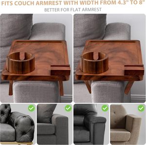 Plateau porte-gobelet pour <span class=keywords><strong>canapé</strong></span> en bois, plateau <span class=keywords><strong>portable</strong></span> en acacia pour accoudoir de <span class=keywords><strong>canapé</strong></span>, plateau anti-déversement pour boissons, collations, télécommande, porte-gobelet pour <span class=keywords><strong>canapé</strong></span> - Product Image 5