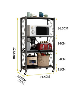 Estante de Almacenamiento Metálico de 4 Niveles, Estante de Almacenamiento Giratorio Plegable de Alta Capacidad para Cocina con Polea - Product Image 4