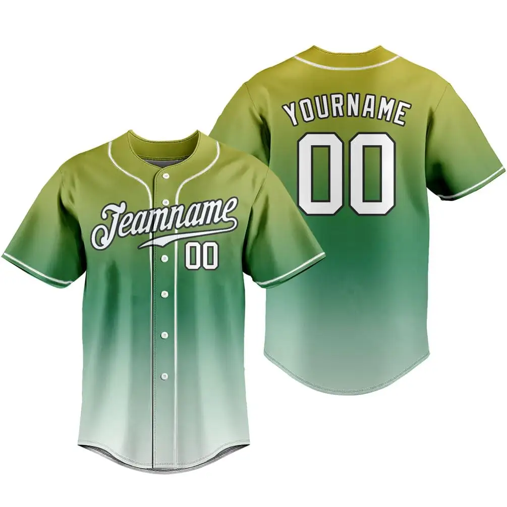 사용자 정의 야구 저지 그라데이션 운동 티셔츠 남자 청소년을위한 개인 이름 로고 번호 소프트볼 스포츠웨어