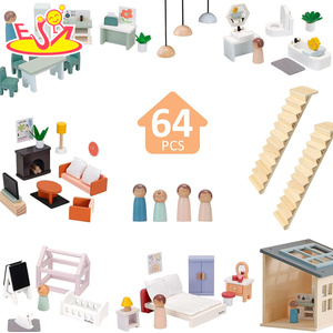 Grande maison de poupée en bois avec meubles, plusieurs pièces et <span class=keywords><strong>garage</strong></span> attenant-Jouet de jeu <span class=keywords><strong>interactif</strong></span> pour enfants W06A599 - Product Image 5