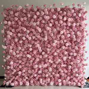 ผ้าม่านทำมือสำหรับงานแต่งงานงานปาร์ตี้ม่านสี่เหลี่ยมม้วนลายดอกโบตั๋นดอกกุหลาบสีชมพูทำจากผ้าไหม5D - Product Image 1